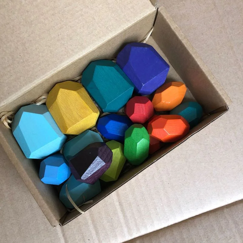 

Baby Wooden Toys Color Stone Jenga Color Log Beech Wood Simulation Hand-eye Coordination Stacked Building Block Educational