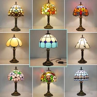 tiffany led table lamps bedroom vintage mediterranean baroque stained glass desk lights home decor bedside nightstand fixtures