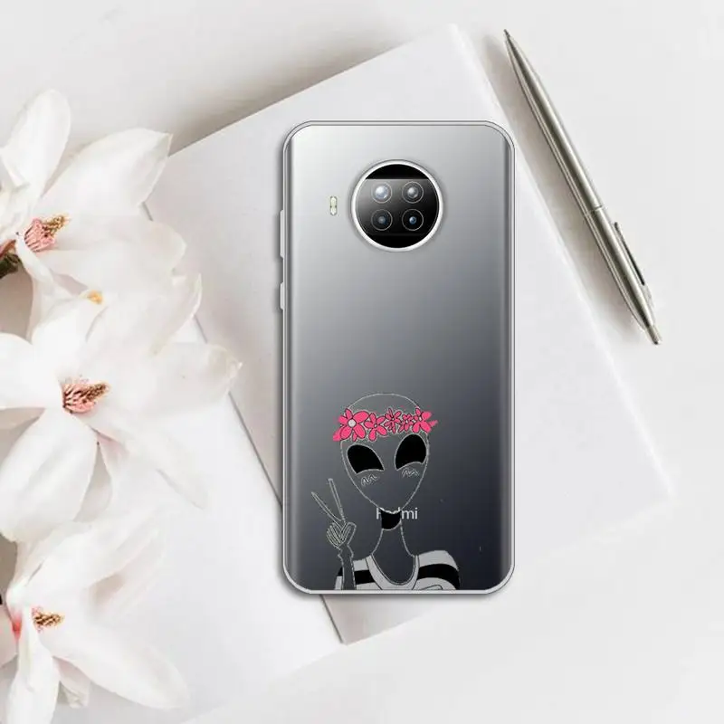 

Funny cute Cartoon alien space Phone Case Transparent for Xiaomi Redmi note 10 t 8 9 pro lite 11