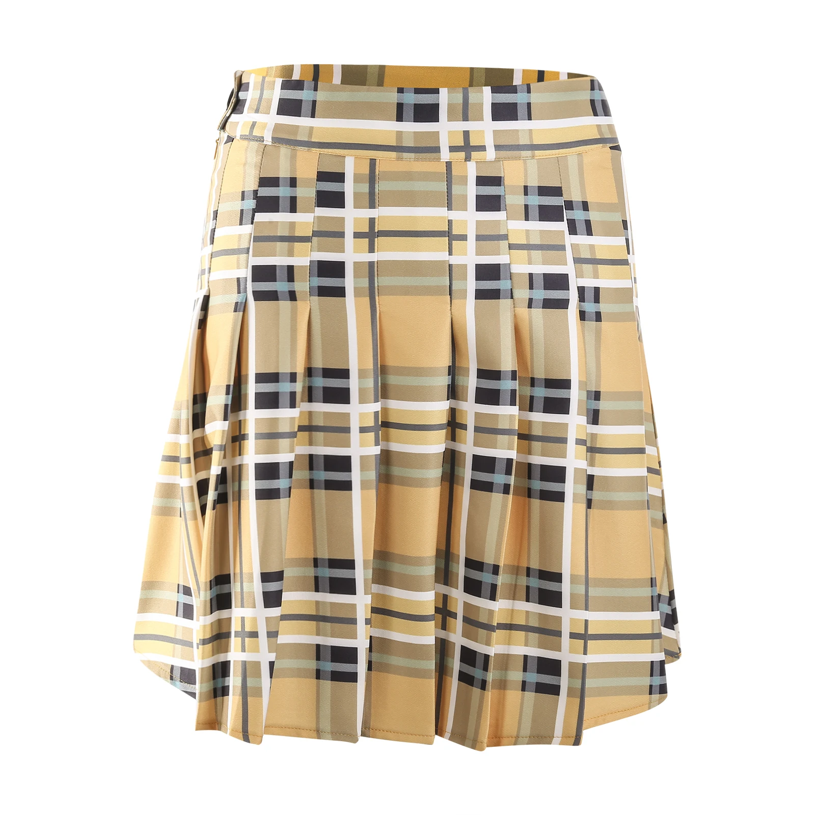 

Summer casual Women Pleated Mini Skirts Fashion High Waist Plaid Print School Uniform A-Line Short Skirts
