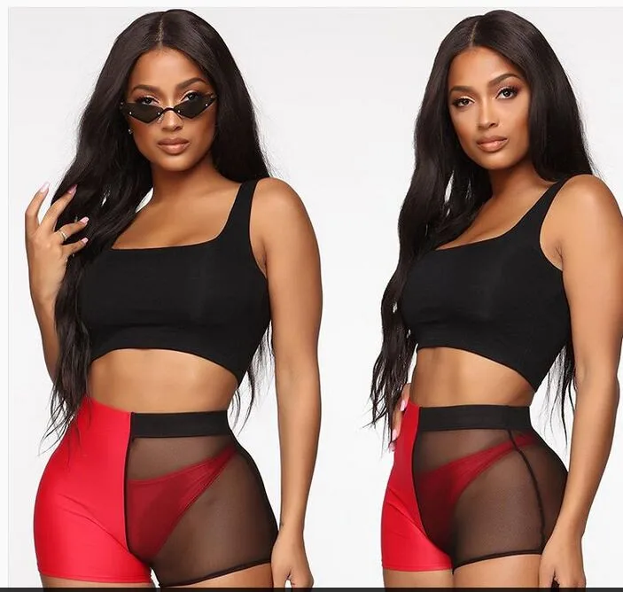 

Women Short Pants Summer Sports Shorts Workout Waistband Running Fitness Shorts Sexy High Waist Mesh Hotpants Streetwear