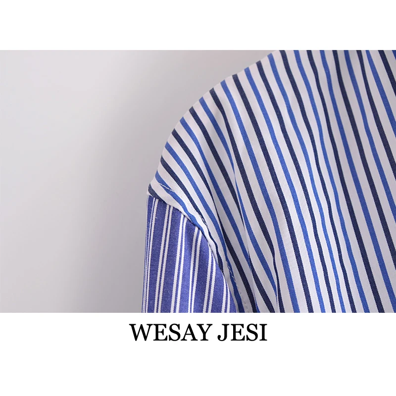 

WESAY JESI 2021 Summer Ladies Top Long Sleeve Striped Printed Single Breasted Shirt Fashion Casual Elegant Retro Commuter Shirt
