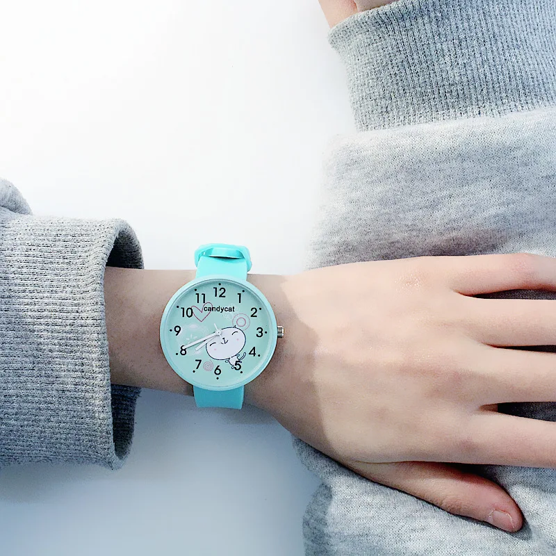 Милые детские часы с рисунком кошки для девочек и мальчиков Женские Простые