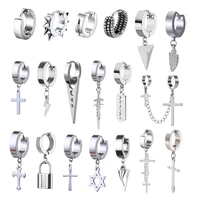 vintage punk stainless steel male women hoops earrings 2021 cross geometric pendants goth jewelry accessories earrings wholesale