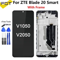 6 49 inch for zte blade 20 smart v1050 v2050 lcd display and touch screen digitizer sensor assembly with frame for blade20 smart