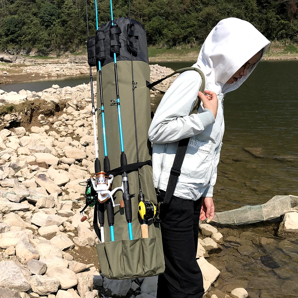 

GHOTDA Fishing Bag Multifunctional Fishing Rod Reel Lure Pole Storage Case