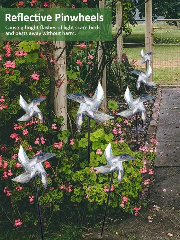 

10PCS /Set High Quality Reflective Pinwheels Bird Repellent Devices Deterrent for Scaring Birds and Pests