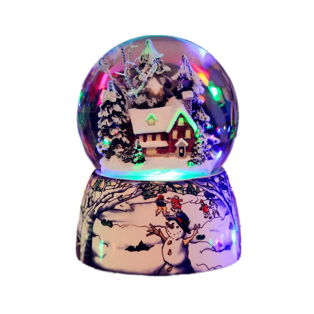 

Resin Music Box Crystal Ball Snow Globe Glass Home Desktop Decor Valentine Day Gift Lights Music Sequins Crafts With Snowflakes