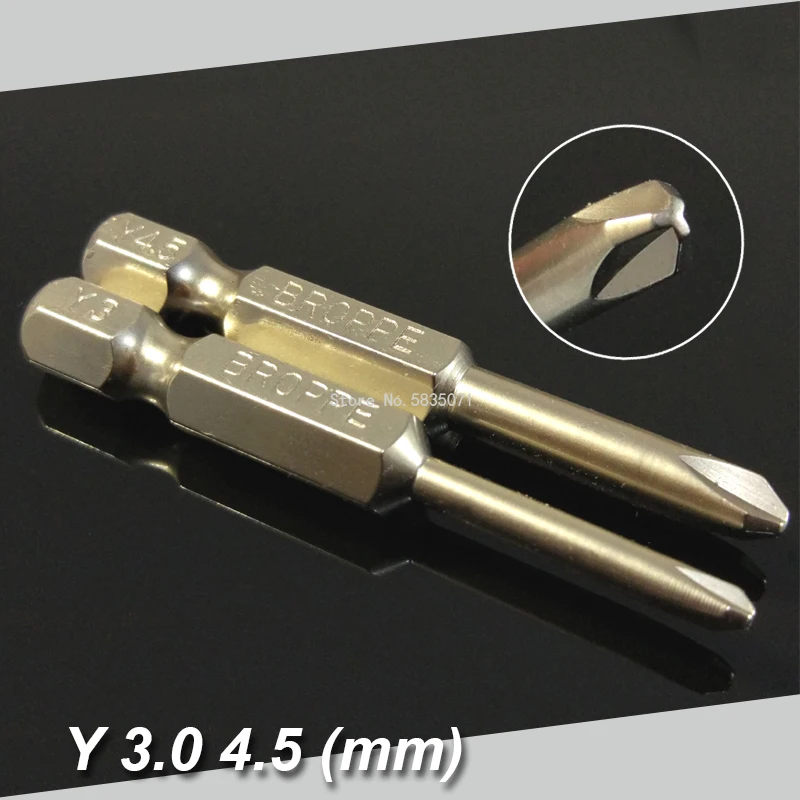 

2Pcs Set Magnetic Y-Type Screwdriver Drill Bits 3.0-4.5mm Screw Driver Bits 1/4" Hex Shank S2 Hand Tools Set