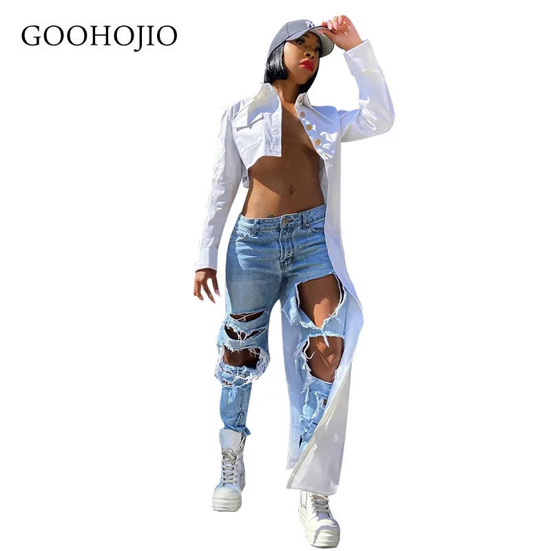 

GOOHOJIO 2021 New Spring and Autumn Fashionable Women Shirt Asymmetric Design Shirt for Ladies Minority Solid Color Shirts Women