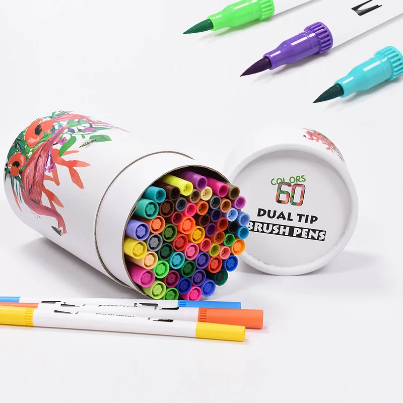 60 цветов Кисть ручка художественные маркеры FineLiner Рисование акварельные ручки