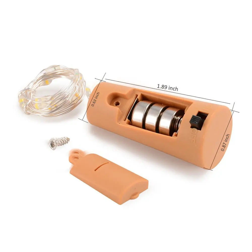 Гирлянда с 20 светодиодами для винных бутылок миниатюрная Водонепроницаемая LED