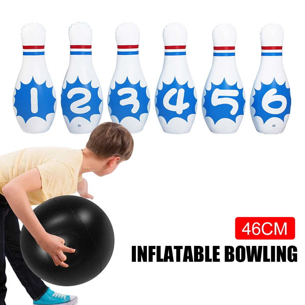 

2021 New 7pcs Giant Inflatable Bowling Set For Kids Adults 24 Inch Tall Pins 16 Inch Wide Ball Indoor Outdoor Sports Games Gifts