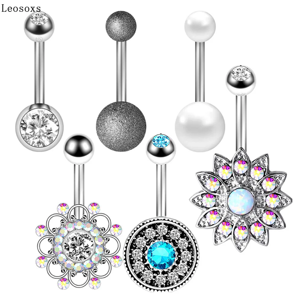 

Leosoxs 1 Set Explosive European and American 6-piece Belly Button Ring Set Body Piercing Supplies Belly Button Nail Set