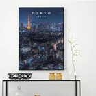 Картина на холсте, принты Токио по ночному пейзажу, картина в скандинавском стиле для дома, для гостиной, Декор, настенная фотография, современный постер, подарок