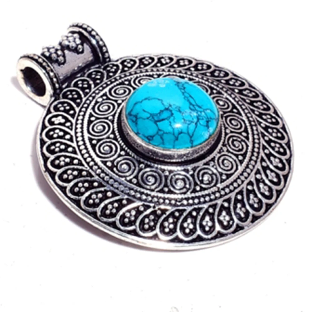 Подлинный бирюзовый кулон без ожерелья тибетское серебро Изящные Ювелирные