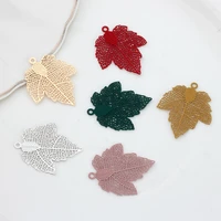 10pcslot stainless steel painting color leaf charms pendant for diy jewelry making accessories