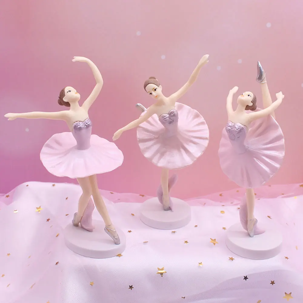 

3pcs Happy Birthday Cake Decorating Tools Set Elegant Ballet Girls For Baking Party Supplies Love Gifts Wedding Decoration
