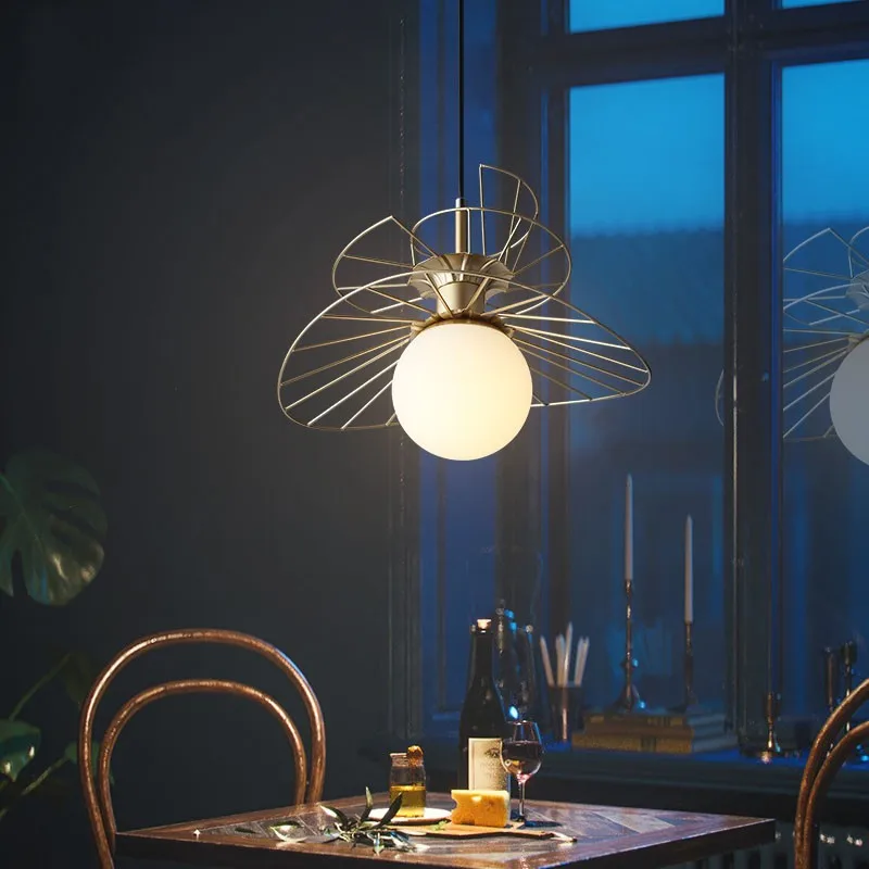Beste Nordic Minimalistische Creatieve Hanglampen Persoonlijkheid Bar Restaurant Hanger Armatuur Gold Iron Kichen Decor Led Opknoping Lamp