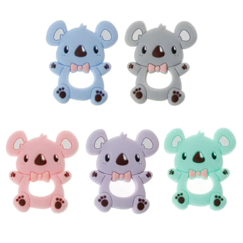 

Safe Cartoon Baby Teethers BPA Free Cute Animal Koala Infant DIY Ring Teether Toddler Silicone Chew Charms Kids Teething Toys