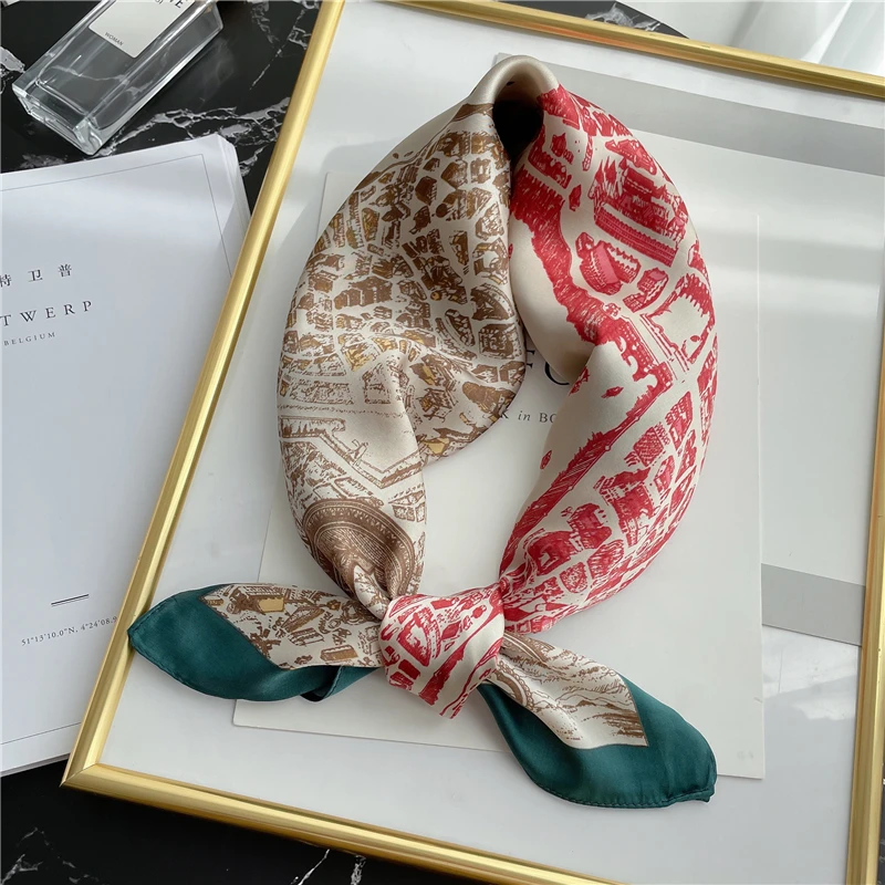 

Fashion Design Silk Square Women Scarf Horse Print Hijab Headband Foulard Bandana Neck Scarves Female Hair Bands Neckerchief New
