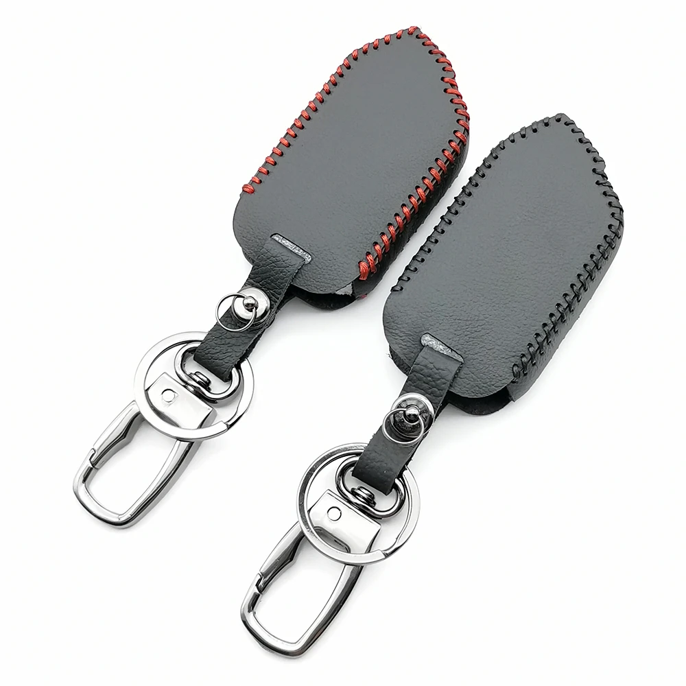 

2-Way LCD Keychain Remote 100% Leather Case Cover for Car Alarm System Key Protect Shell