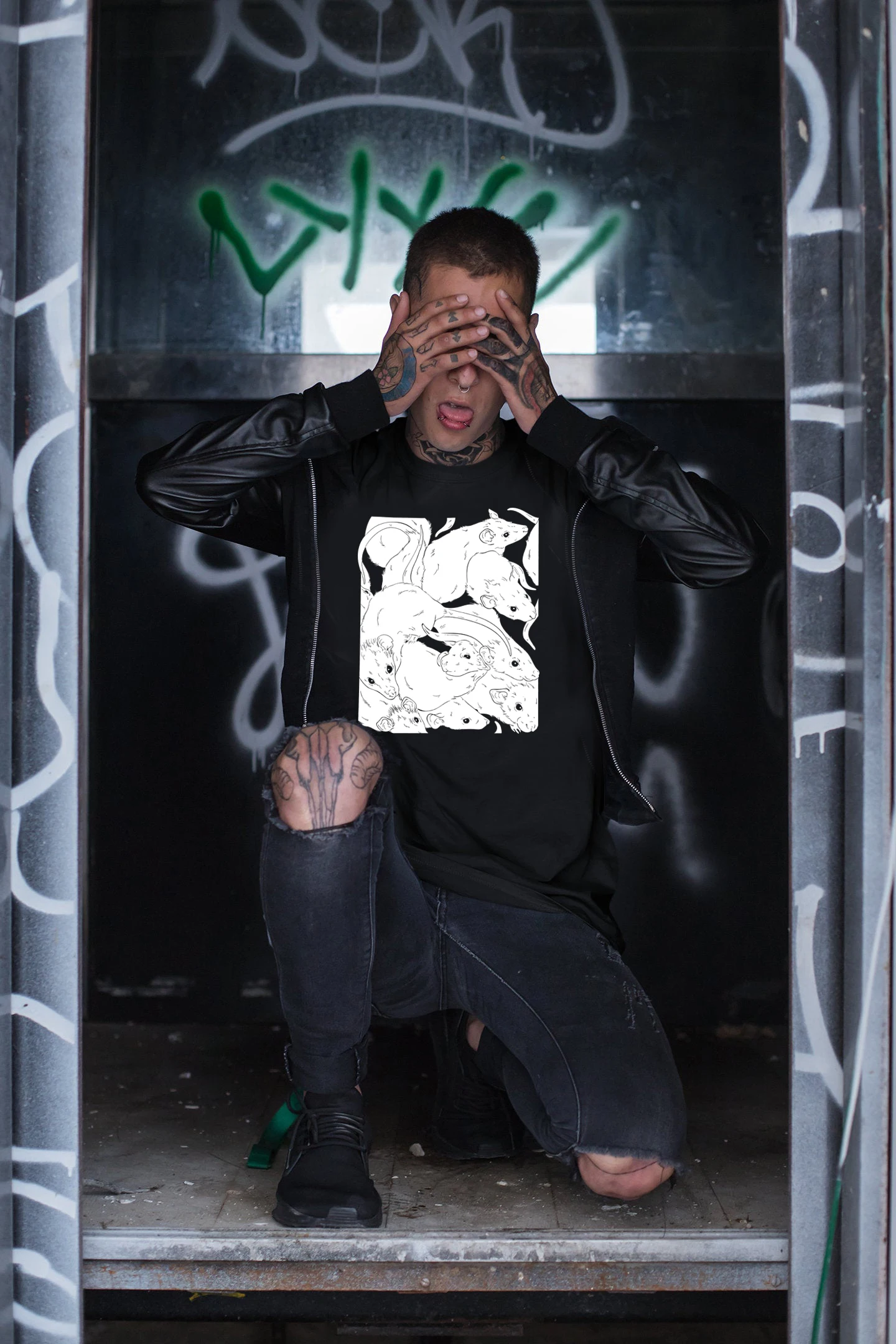 Жуткая Милая рубашка в виде крысы крутая футболка для влюбленных крыс Готическая