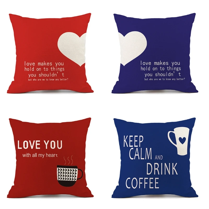

Set of 4 Valentines Day Throw Pillow Covers 17.7x17.7inch Love Heart Decor Home 87HA