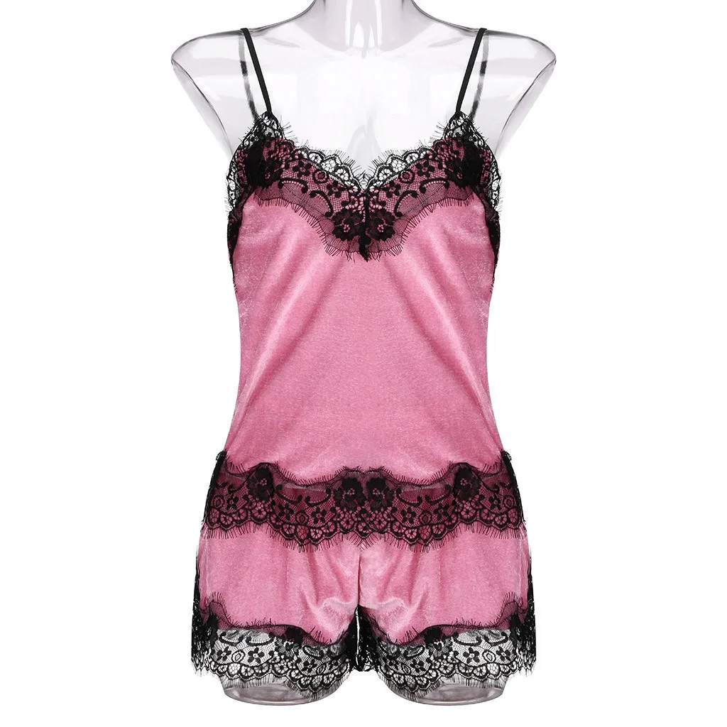 Женское сексуальное нижнее белье белье-Пижама майка шорты с бантом и V-образным