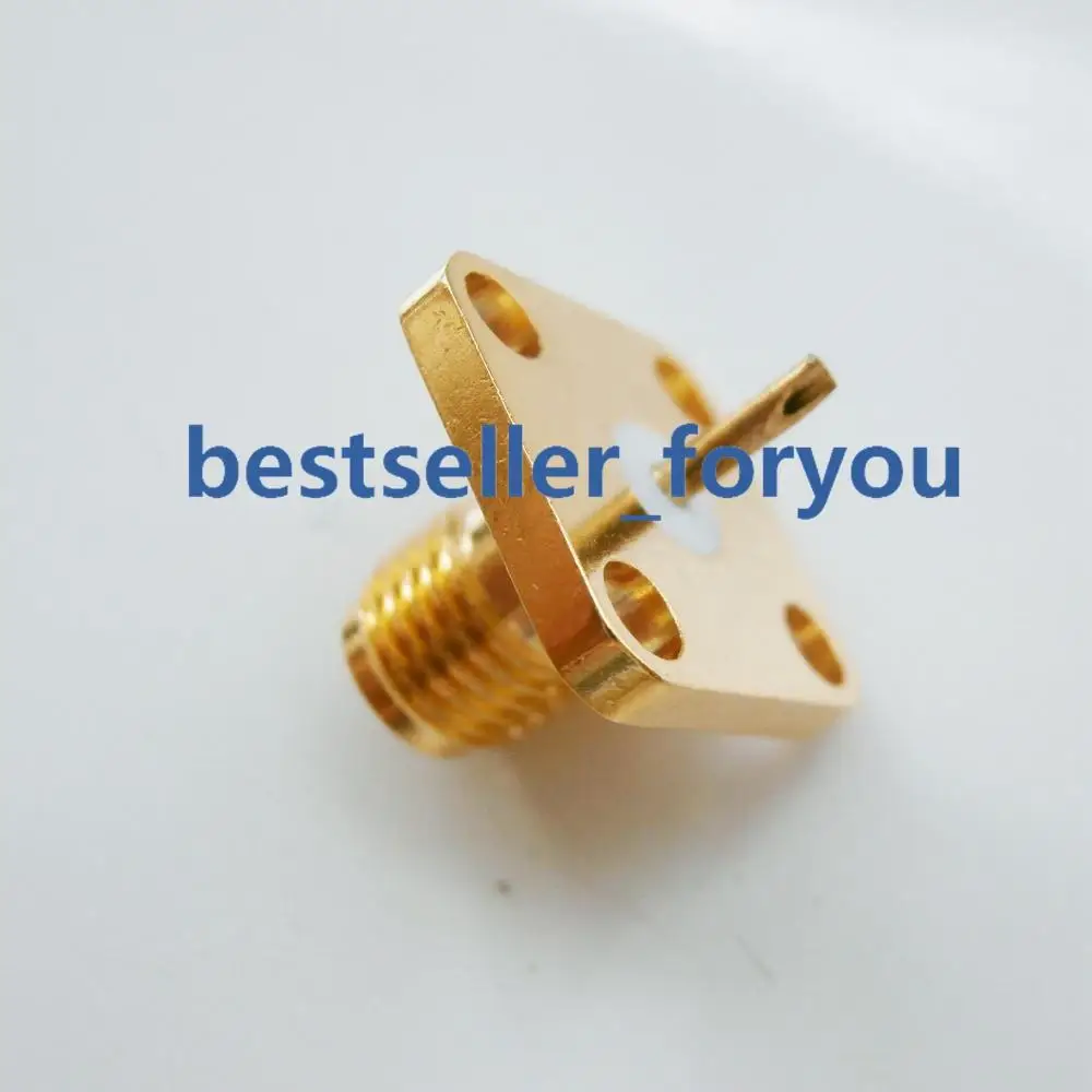 

5Pcs SMA Female 4-hole Panel Mount Flange RF Coax Connector With Solder Cup