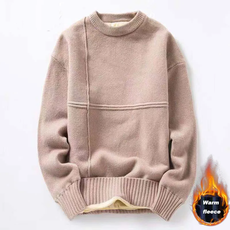 Новинка 2020 классический мужской теплый свитер с флисом и без флиса