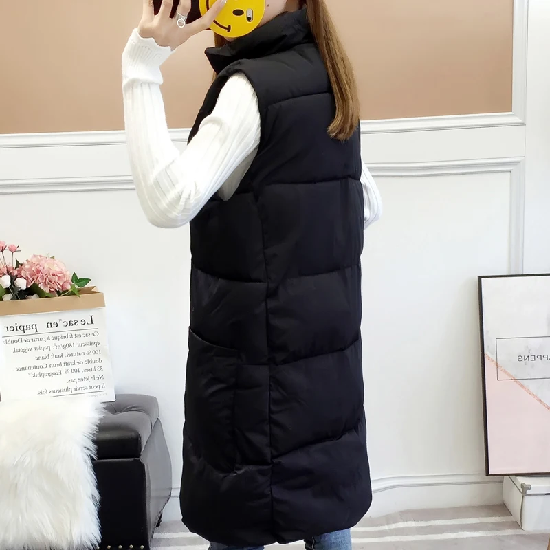 Women Vest Winter Jacket Pocket Coat Warm Casual Cotton Padded Female Slim Sleeveless Waistcoat | Женская одежда