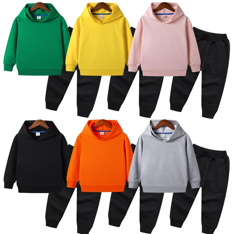 

Children's Sweater Suit 2021 Spring Autumn New Children's Clothing Korean Hooded Pullover Sports Two-piece Suit Boutique Outfit