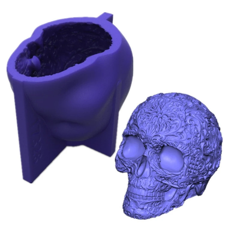 

3D Skull Decorations Epoxy Resin Mold Ornaments Casting Silicone Mould DIY Crafts Plaster Candle Making Tool