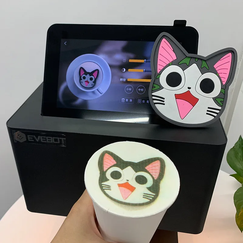 Оригинальный цветной кофейный принтер EVEBOT, Wi-Fi подключение, автоматический принтер для селфи, печенья, кофе, еды, бесплатные чернильные карт...