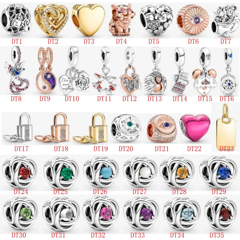 

2022 New 100% 925 sterling silver charm beads fit original bracelet pendant silver jewelry making for women