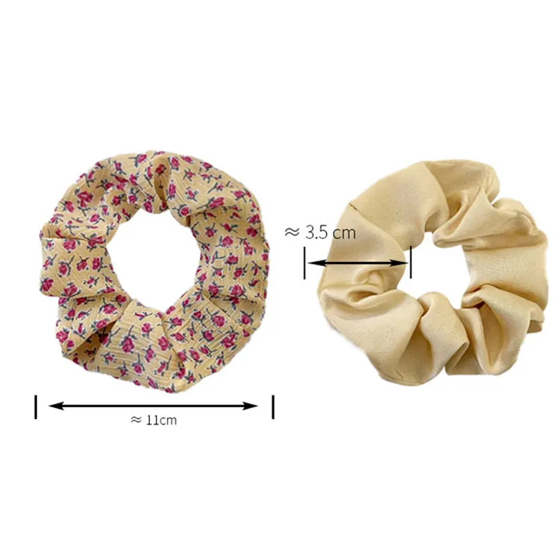 

2PCS Flowers Print Elastic Hair Bands Hair Tie Ring Hair Accessories Floral Hair Loops Small Fresh Headwear Ponytail Hair Holder