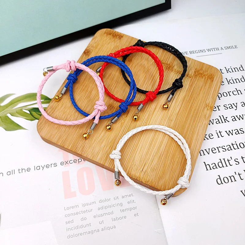 

QiLuxy Handmade Weave PU Leather Chain Lucky Bracelets for Women small bell Charm Bracelets FriendShip Bracelets Gifts