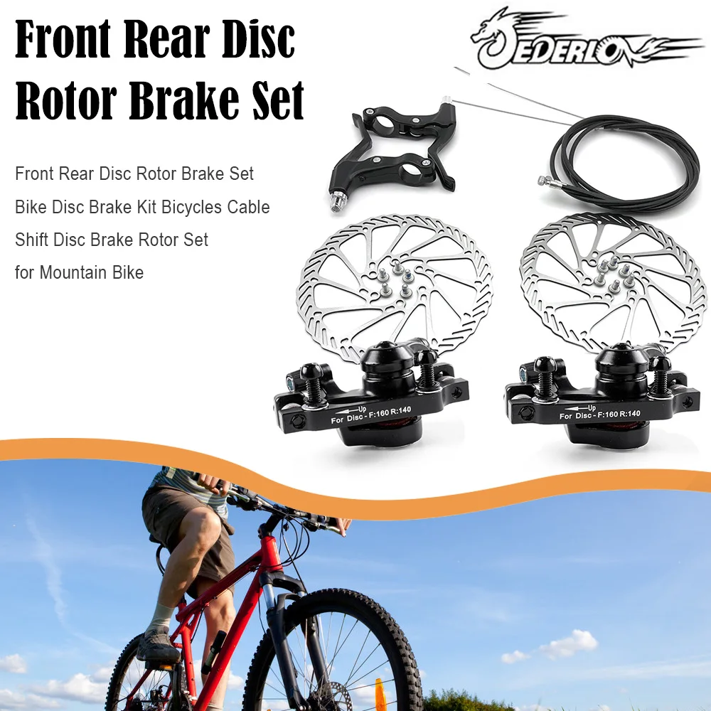 

JEDERLO Front Rear Disc Rotor Brake Set Bike Disc Brake Kit Bicycles Cable Shift Disc Brake Rotor Set for Mountain Bike