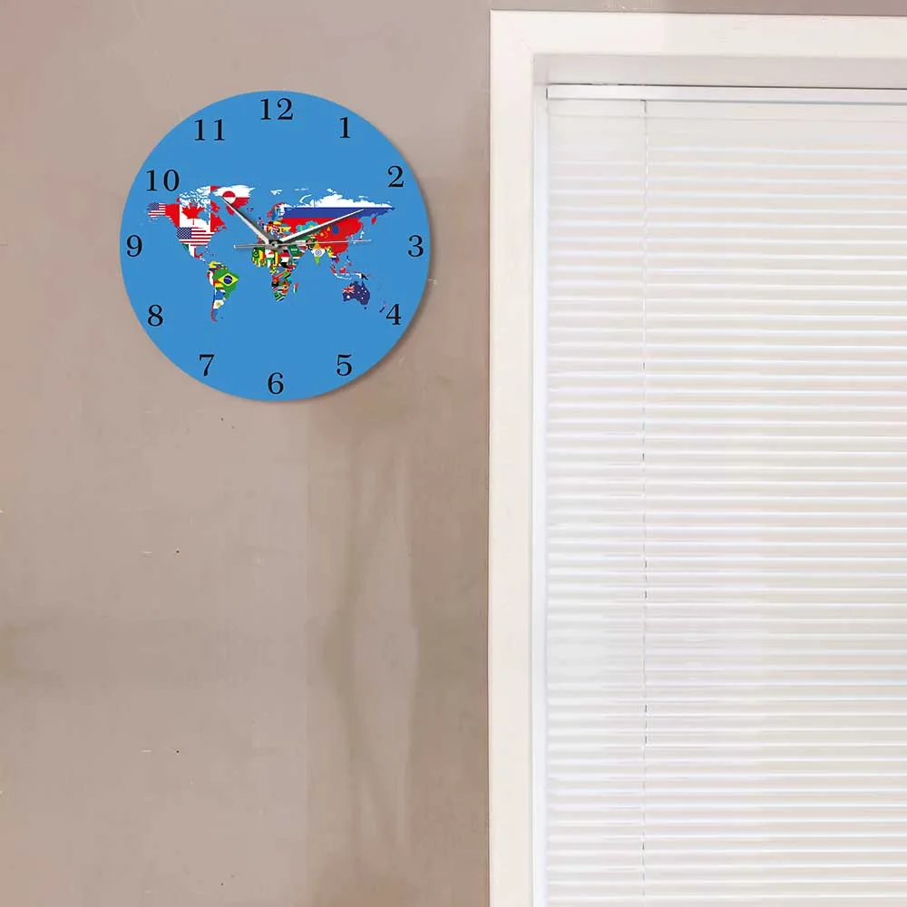 Национальные Флаги карта мира декоративные настенные часы для дома или офиса