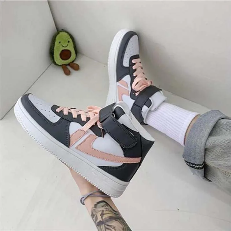 

2021 Autumn Winter New Women's High-Top Sneakers No decoration Fashion Increased Women's Platform Casual Shoes Couple Sneakers