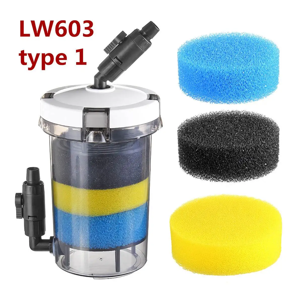 LW603 type 1 15W 220 V-240 V аквариум фильтр ультра-тихий внешний аквариумный фильтр ведро аквариум фильтр насоса LW602 LW603 w/Губка аксессуары - Цвет: LW603 type 1