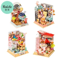robotime rolife diy wooden doll house taste life dollhouse sweet dream miniature house kits bubble bath toys for children adult