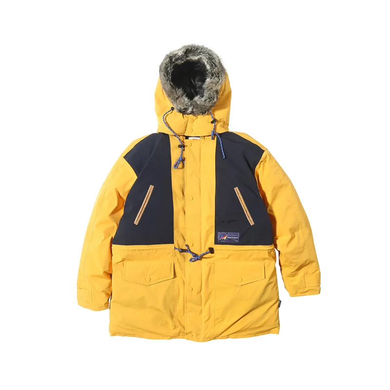 Мужская Зимняя Толстая теплая свободная парка с большим меховым воротником и