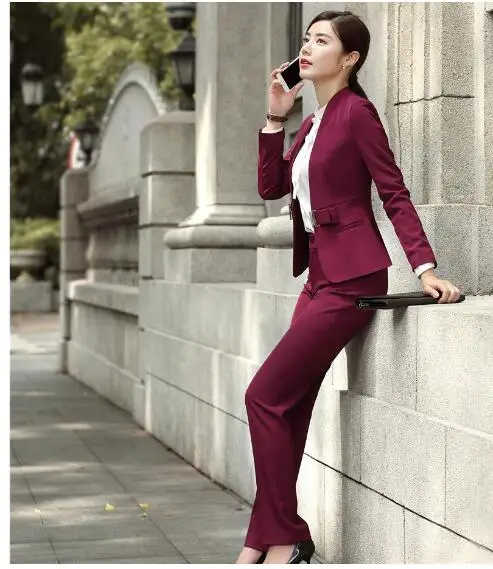 Модная винная официальная форма дизайнерские профессиональные брючные костюмы