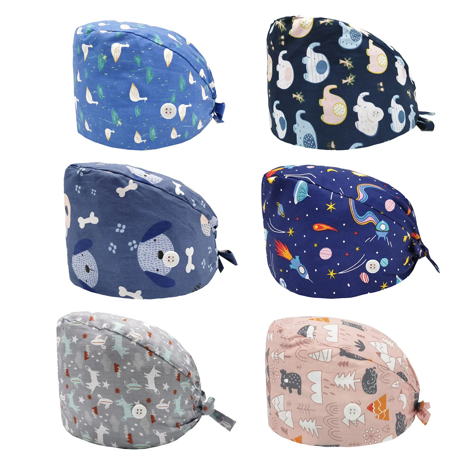 

Breathable Scrub Cap NFashion Printed Button Work Hat Casual Unisex Outdoor Nurse Work Hat Casquette nurse accessories Wholesale