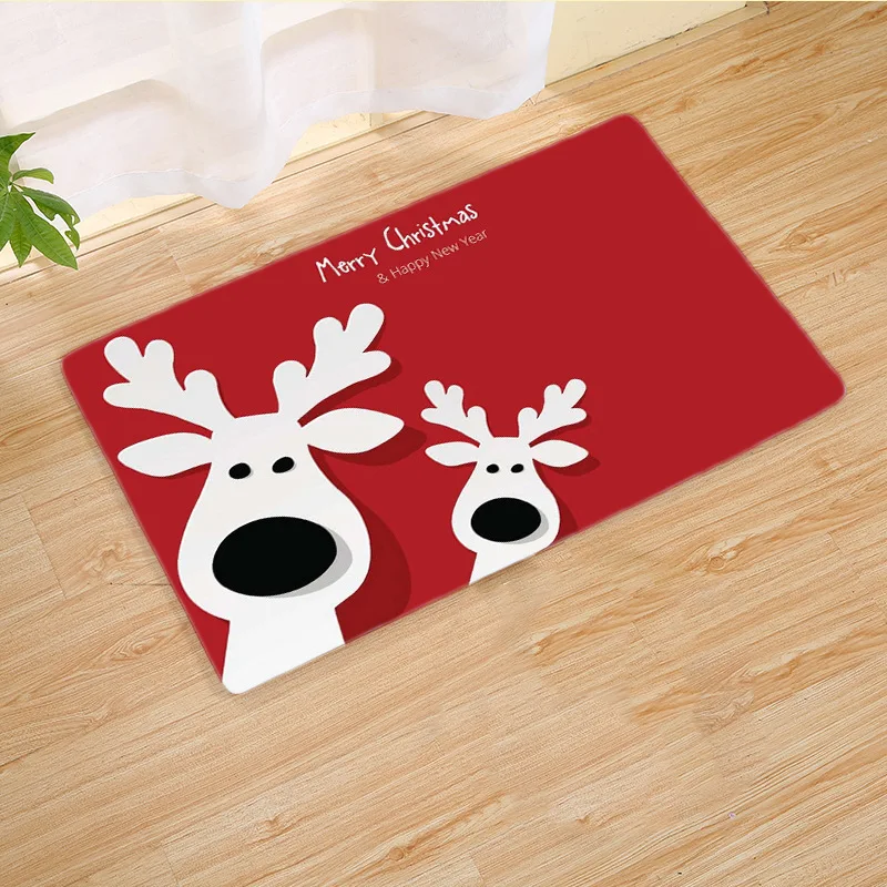 Рождественский красный напольный коврик с оленем для дома прикроватный кухни