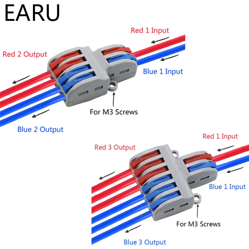 Mini Fast Wire Cable Connectors Universal Compact Conductor Spring Splicing Wiring Connector Push-in Terminal Block SPL-2/3 LED |