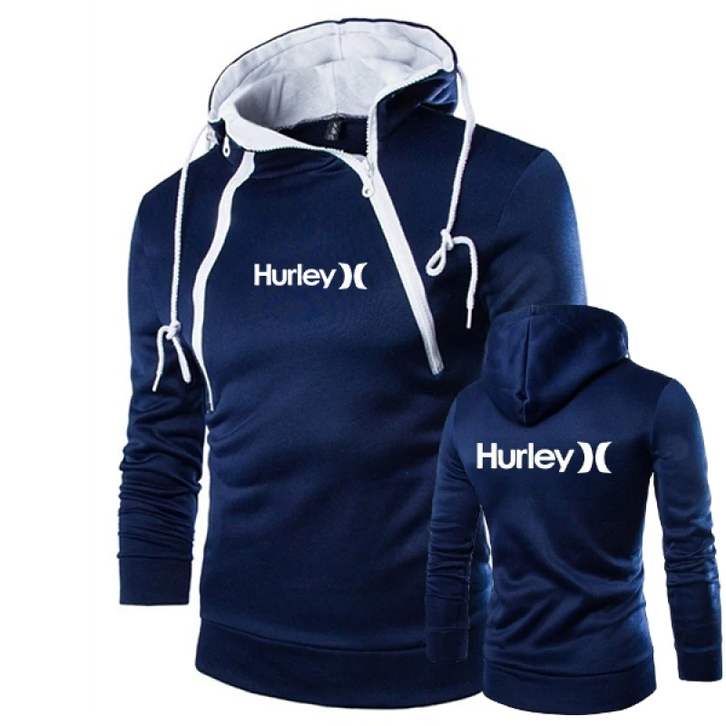 Мужская толстовка с принтом Hurley свитшот на молнии длинными рукавами однотонная