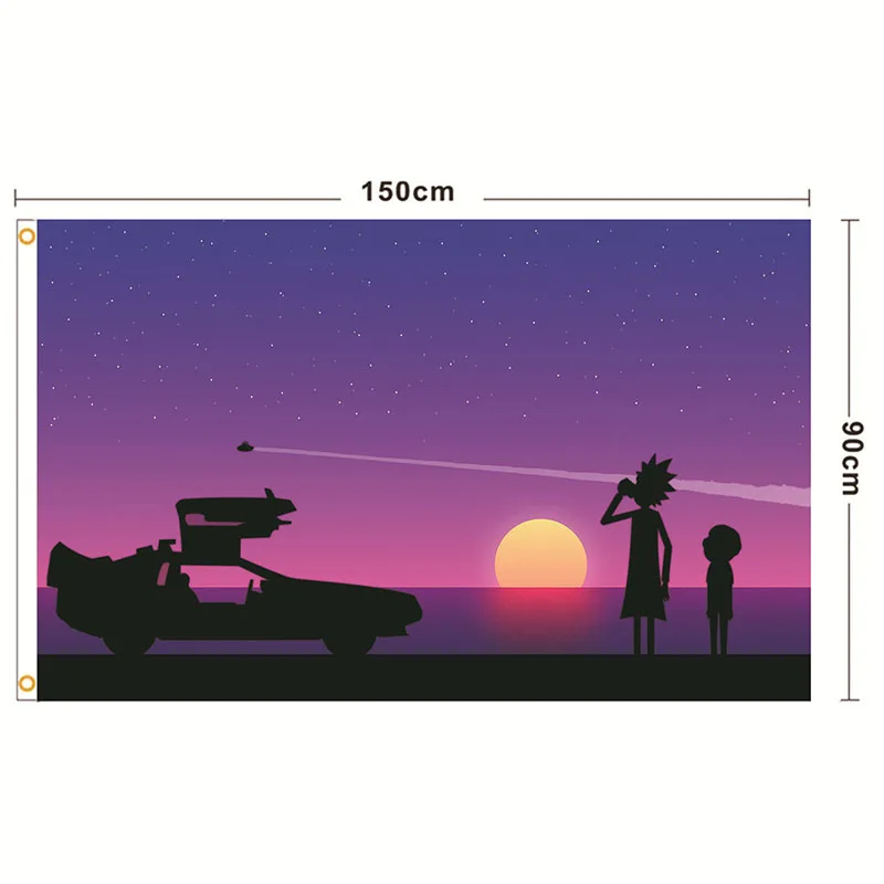 

3x5ft Back To The Future Time Machine Car Flag Banner Sci-fiction Sunset Banner